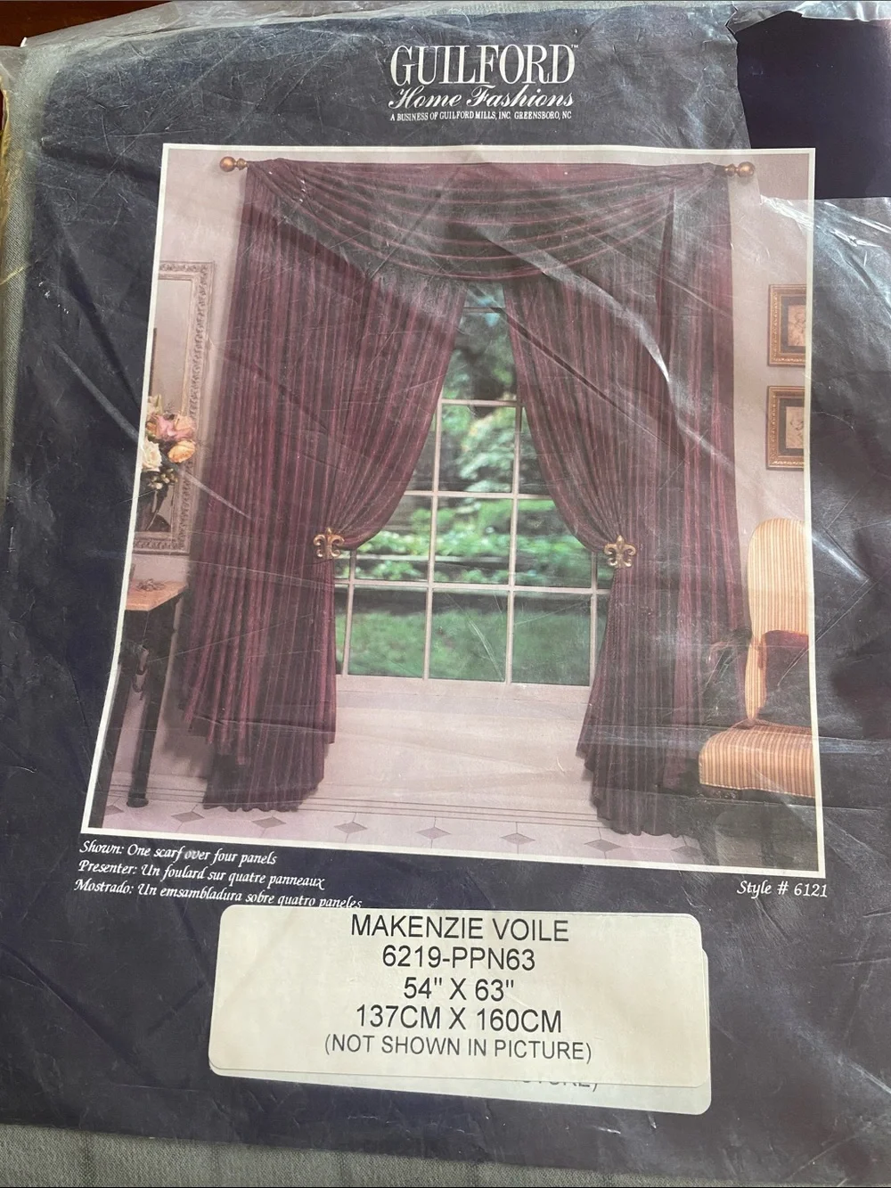 Makenzie Voile Sheer Curtains 4 Panels 54Wx63L Slate Gray Pinstripe Rod Pocket